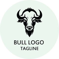 Fototapeta premium Black and white buffalo head logo design with a clean, stylized aesthetic. A bold, powerful graphic for a company or brand.