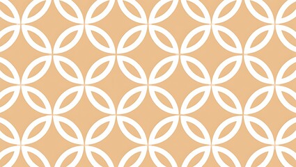 Seamless Geometric Floral Pattern with White Organic Motifs on Beige Background