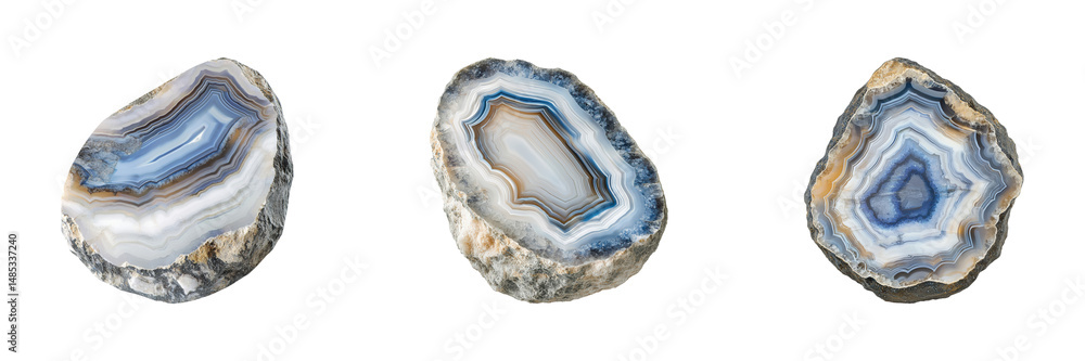 Poster agate geode slices set. natural mineral patterns and colors collection isolated on transparent backg