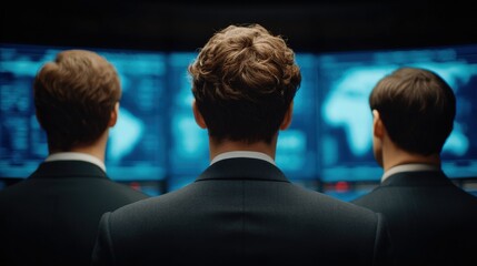 Professionals analyzing data on digital screens in a modern office showcasing teamwork, strategy, and the future of technology in an impactful corporate environment