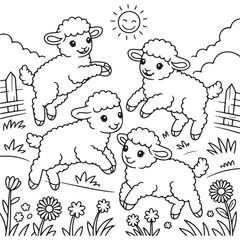 Fototapeta premium Cozy Farm Coloring Pages For Kids
