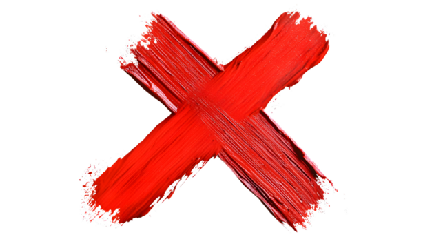 Bold Red X Mark Symbol on White Background Isolated