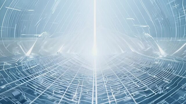 Abstract elegant white technology background with circle circuit wires on a futuristic motherboard, Generative AI Videos.