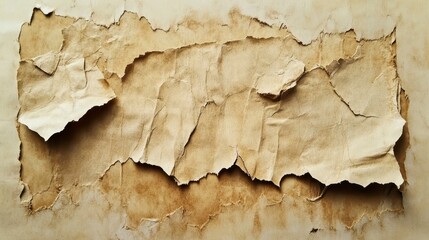 Torn, aged, brown paper texture with irregular edges and creases.