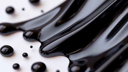 Black Liquid Droplets on White Surface
