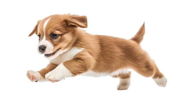 Energetic Border Collie Puppy Running and Playing in Isolated White Background