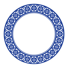 Round frame pattern floral design. ring shape. botanical, natural theme. for decoration, background, home decor, ceramic, fabric, tile. circular border.