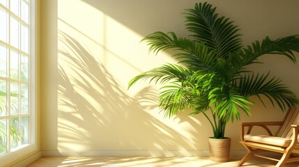 Sunny Interior with a Palm Tree