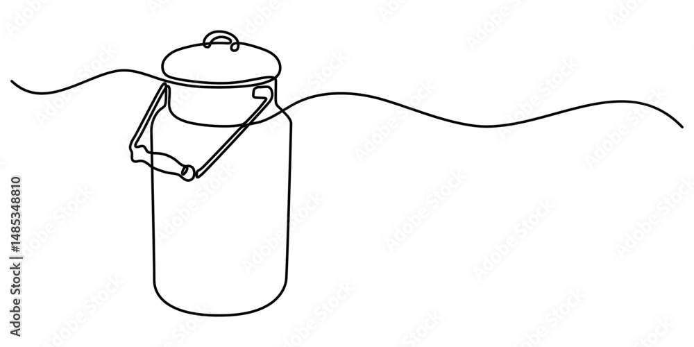Fototapete milk drum continuous one line drawing, the milk can is drawn in one line. continuous line. minimalis