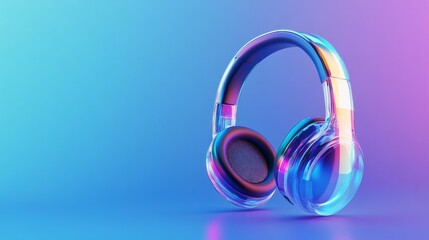 A pair of headphones with a blue background
