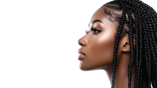 Professional African American Woman with Box Braids Showcase Beauty in Style