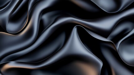 Obraz premium Black Satin Fabric Draped Smoothly
