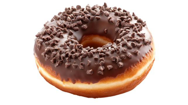 Delicious Chocolate Donut Isolated on White Background for Food Photography and Advertisements