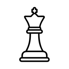 Chess king piece illustration in outline style  
