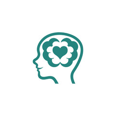 Mental Health vector silhouette with green nature and yoga style 