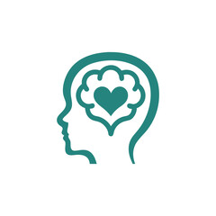 Mental Health vector silhouette with green nature and yoga style 