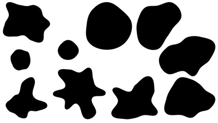 spots of unusual shape in black, abstract spots on a white background