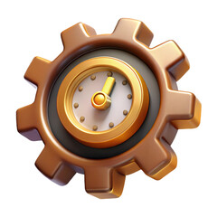 Gear with a clock face in the center, steampunk time machine style