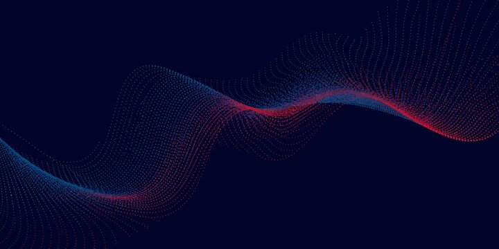 Futuristic Data Wave Visualization with Vibrant Red and Blue Energy Flow on Dark Background Representing AI-Driven Analytics and Digital Signal Processing