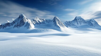 Fototapeta premium Snowy Mountains Majestic Landscape Illustration