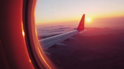 Sunrise View from Airplane Window