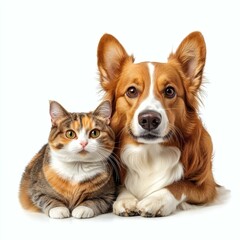 Obraz premium Friendly Dog and Cat Companionship