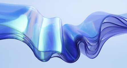 Wavy Glass shape on light background. 3d rendering illustration.