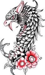 vector illustration of a bird tattoo