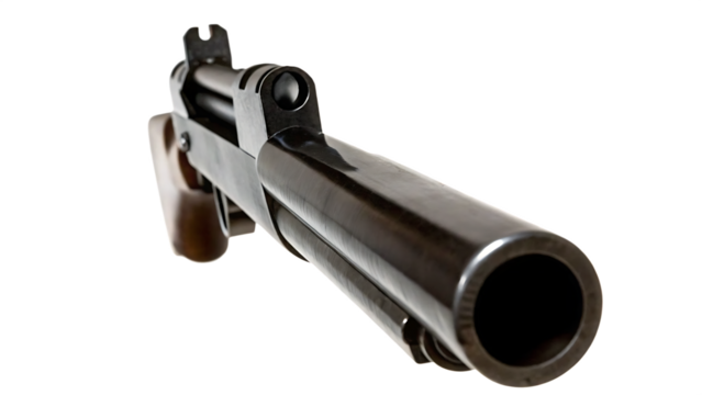 A close up perspective view of a rifle barrel pointing directly at the viewer