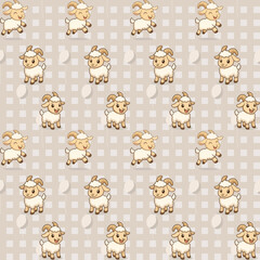 Fabric pattern, sheep pattern, animal wallpaper, vector, earth tone color