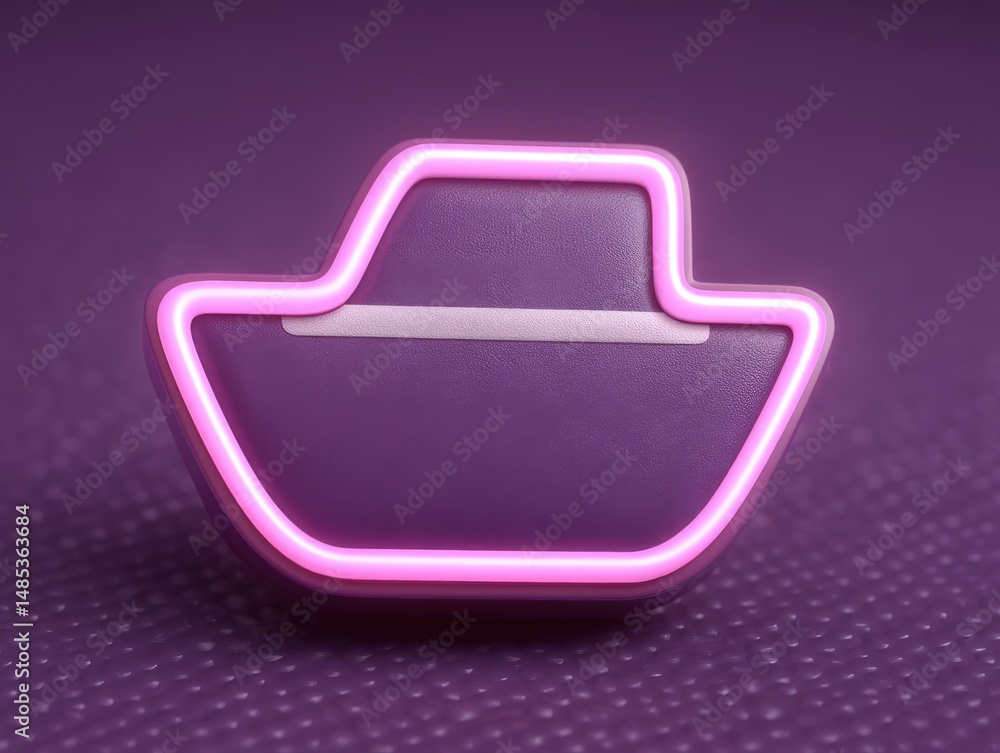 Poster brightly illuminated neon boat design showcasing modern visual aesthetics, featuring a playful shape