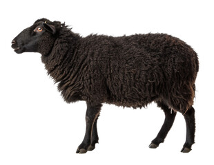 black sheep standing isolated on transparency or jpeg background