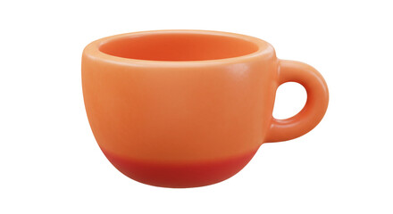 Isolated orange ceramic coffee mug render for hot beverages and drinks on a black background studio shot