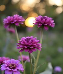 Fototapeta premium A macro shot reveals the delicate beauty of pink cosmos petals blooming among other pink flowers in the summer garden, Mobile Phone Wallpaper, Generative AI