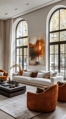 Modern Living Room with Large Windows and Artwork