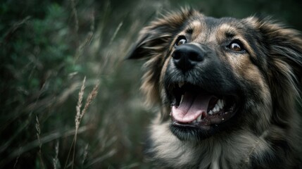 Fototapeta premium Close-up of a dog with an excited expression.