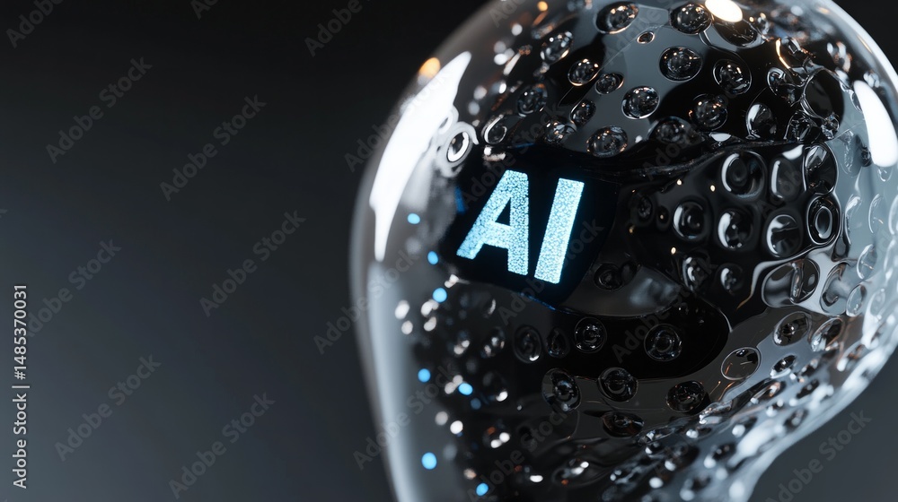 Poster a glowing, futuristic looking object with the letters ai on it