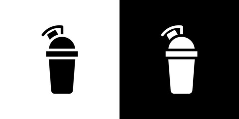 Protein shake icon flat vectors set. black and white