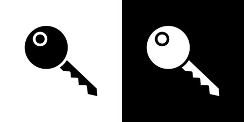 key icon flat vectors set. black and white