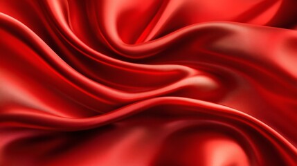 Fototapeta premium Red Silk Fabric Texture Close-up