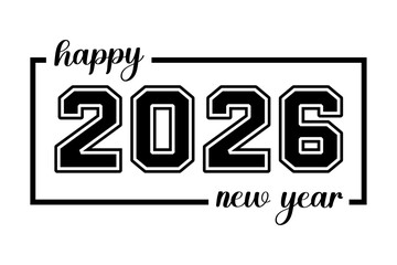 Happy New Year 2026 Minimal Outline Graphic Design