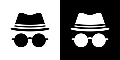 Spy icon flat vectors set. black and white