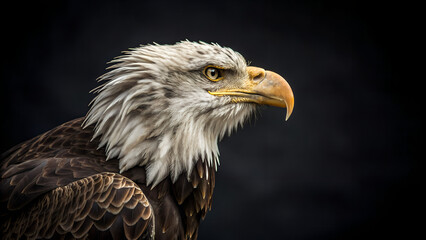 Obraz premium Bald eagle portrait - Dark solid background 