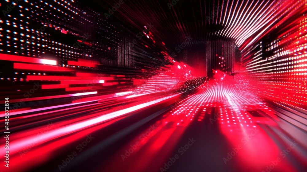 Poster dynamic red digital tunnel visualisation