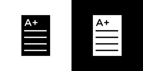 Report card icon flat vectors set. black and white