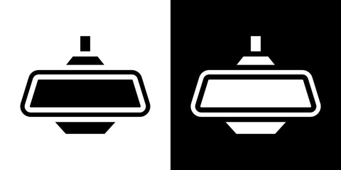 Rear mirror icon flat vectors set. black and white