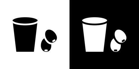 Ramadan iftar icon flat vectors set. black and white