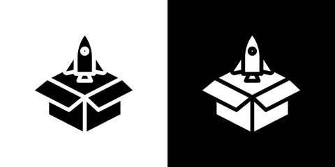Product release icon flat vectors set. black and white