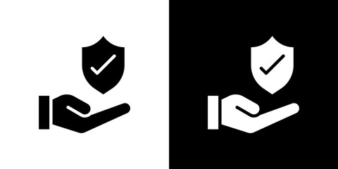 Policyholder icon flat vectors set. black and white