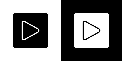 Play icon flat vectors set. black and white